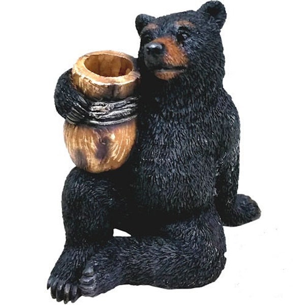 Black Bear Statue Tooth Pick Holder Pen Holder Home and Cabin Decor New