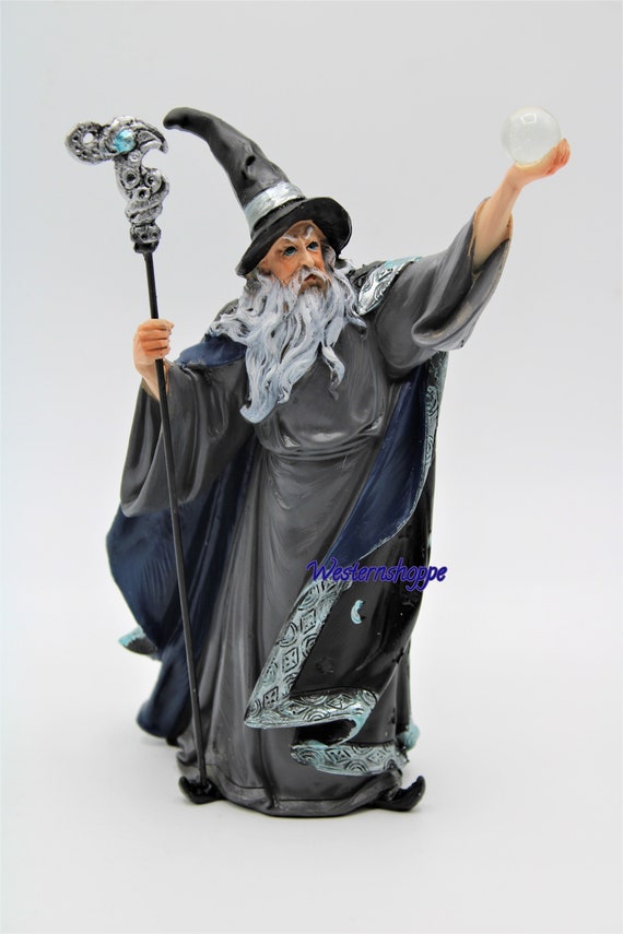Wizard Statue Casting Out Evil Hand Painted Fantasy Decor New Etsy