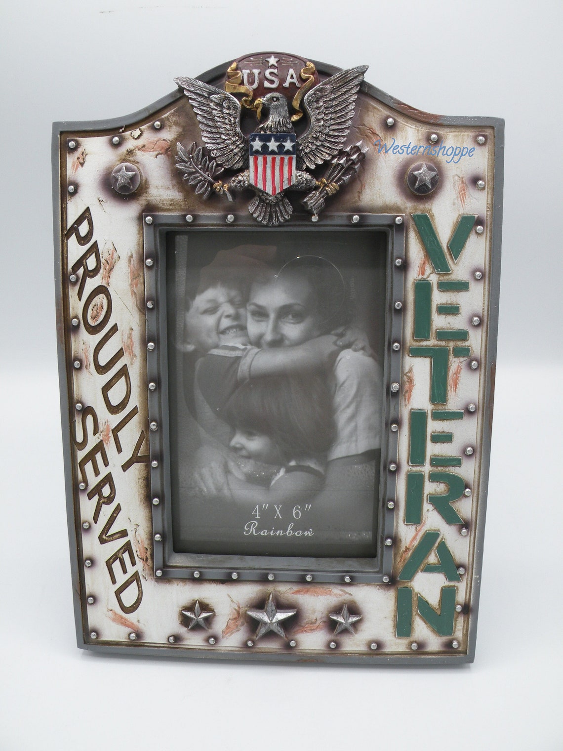 Military Veterans Picture Frame Proudly Served Hand Painted Etsy