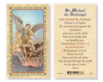 Prayer To St. Michael Holy Cards Laminated Hot Gold Stamped Set of 25