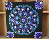 Hand Dot Art Canvas, Purple & Turquoise, Dot Mandala Painting, Unique, Gift, Point Painting, Meditation, Yoga, Wallart