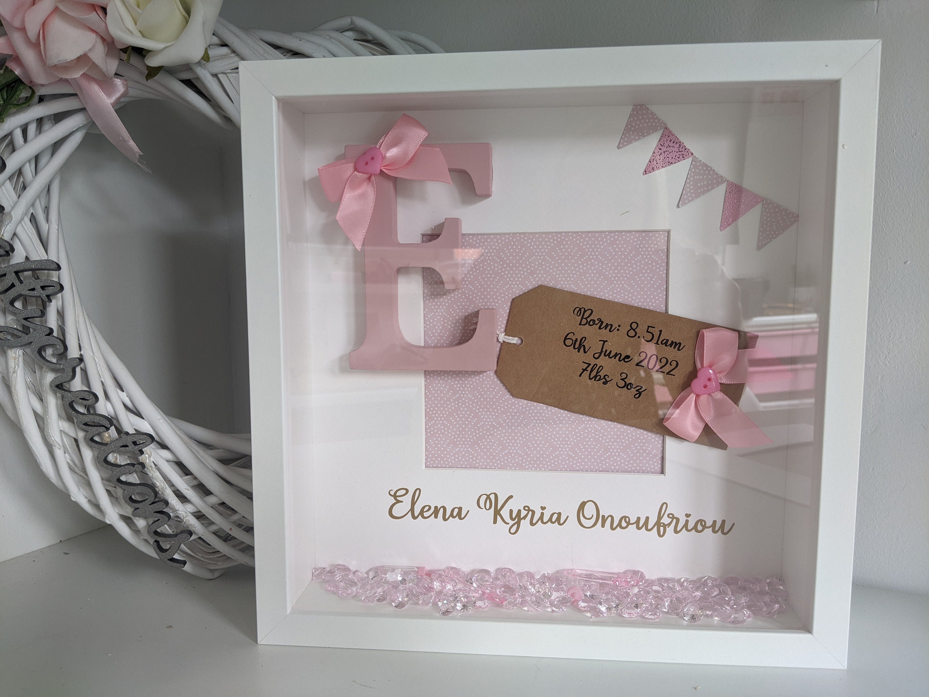 Personalised New Baby Frame Baby Gift Baby Shower Hand Painted