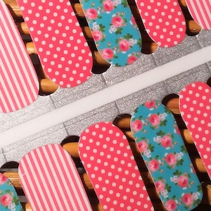 Floral Stripes Polka Dot Nail Wraps: Real Polish Instant Manicure