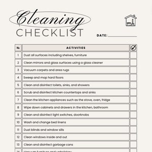 Organization Cleaning Checklist