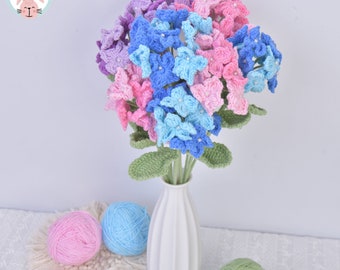 Handmade Knitted Hydrangea Flowers,White/Blue/Pink/Purple,Spring Wedding Home Decor,Bridal Bouquet,Birthday Gifts,Graduation Gifts