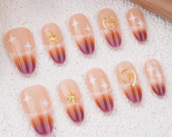Glitter French Tip Nails,Blush Nails,Ombre Nails,Cute Design Fake Nails,Elegance Nail Art for Party,Event,Birthday Gift,Birthday Gift
