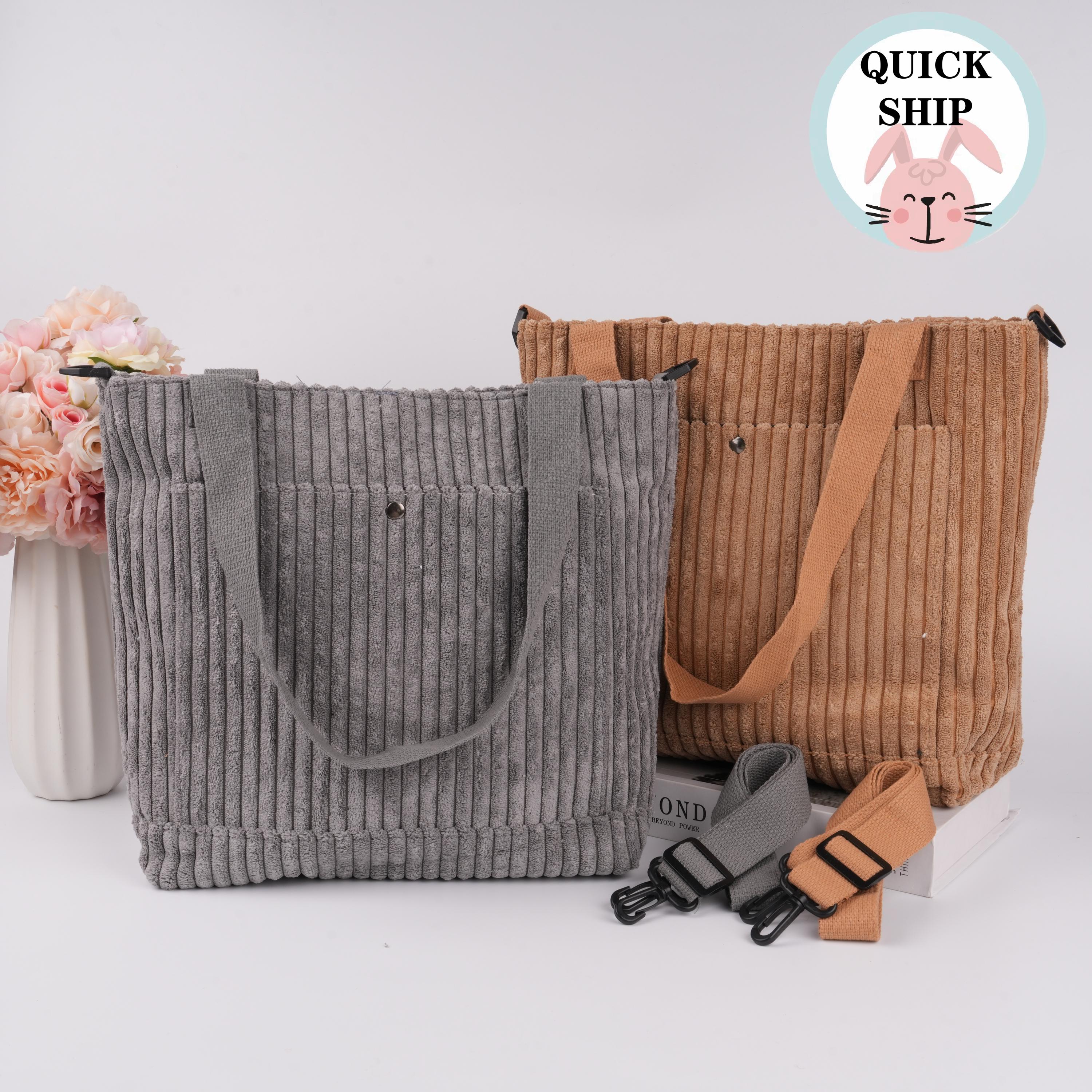 ALUWU Corduroy Tote Bag For Women - Crossbody, Zipper, Adjustable Strap, Large Capacity - View #12