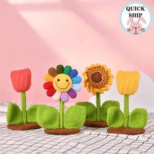 Sunflower/Tulips Crochet Mobile Phone Holder, Cell Phone Stand Ornament, Phone Accessories,Crochet Floral Blossom,Birthday,Fall Host Gift