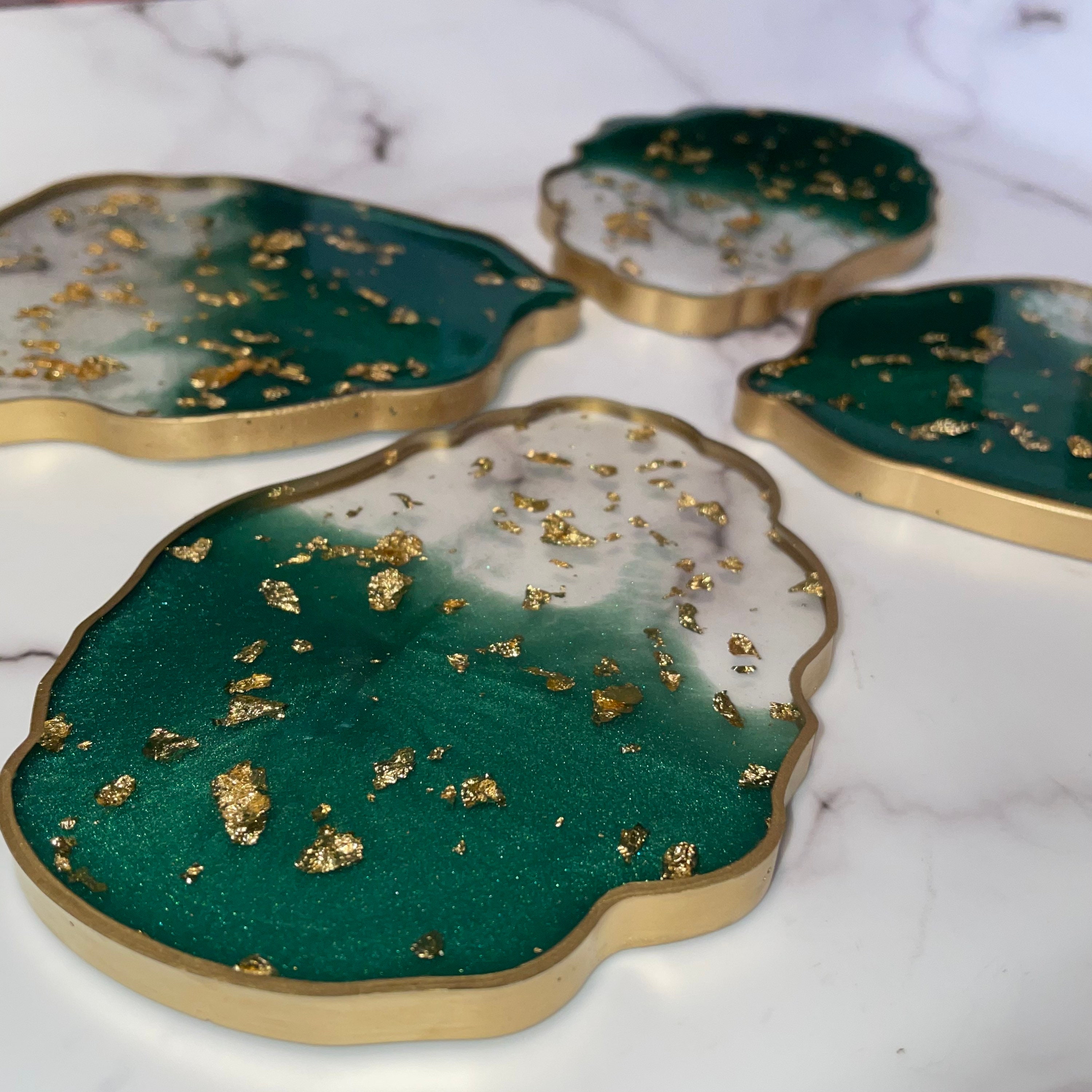 Emerald Green Resin Coasters Etsy