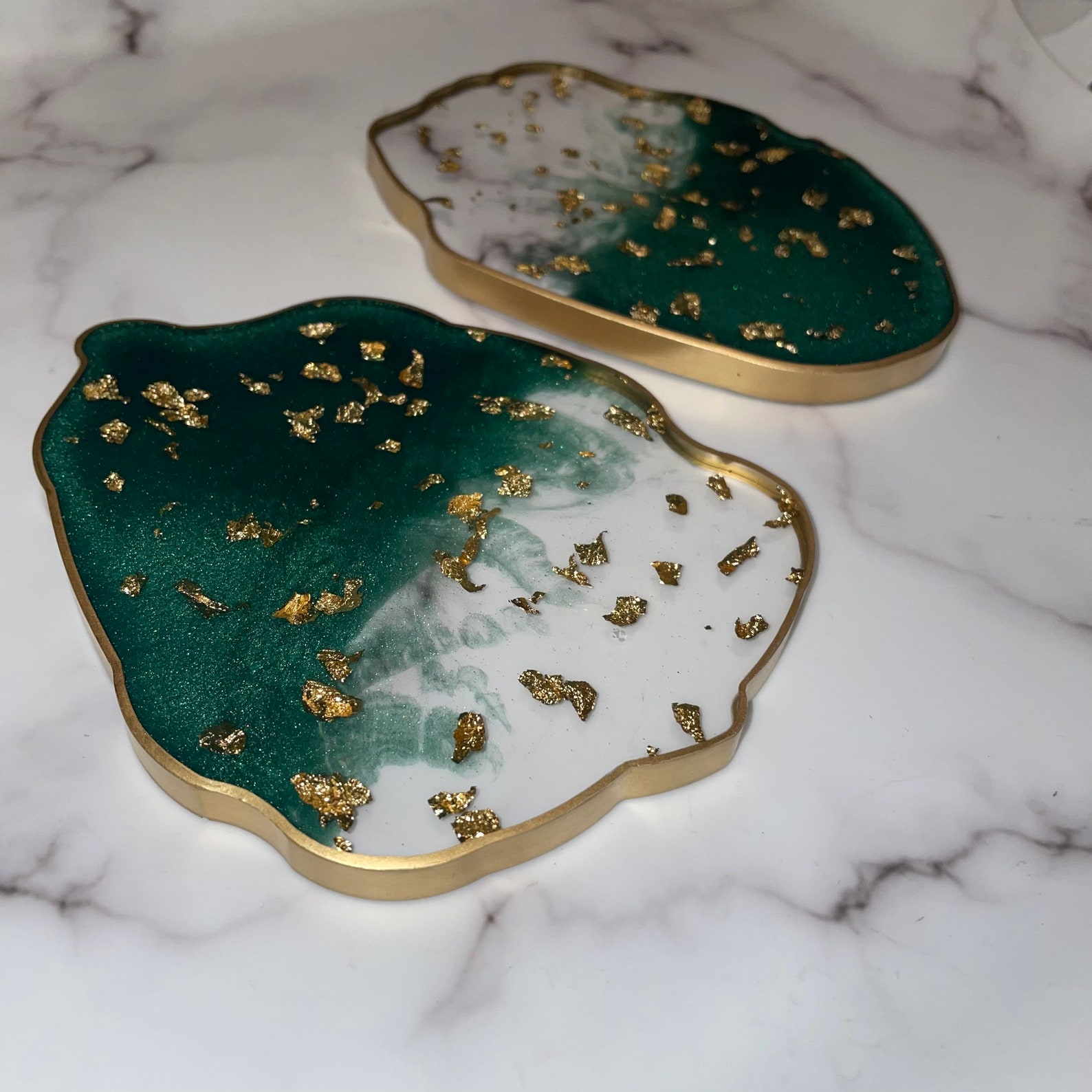 Emerald Green Resin Coasters Etsy
