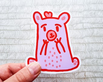 cute bear sticker for laptop, bear gifts for girls, animal stickers for kids, eclectic stickers for friends, party favors for birthdays