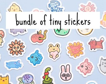 mini stickers for planner, tiny stickers for laptop, small stickers for gifts, cute sticker bundle for kids, animal sticker set, whimsical