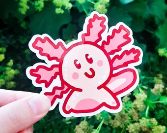 axolotl sticker for laptop, exotic animal stickers, under the sea baby shower favors, ocean party favors for kids, penpal goodies, kawaii