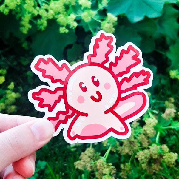axolotl sticker for laptop, exotic animal stickers, under the sea baby shower favors, ocean party favors for kids, penpal goodies, kawaii