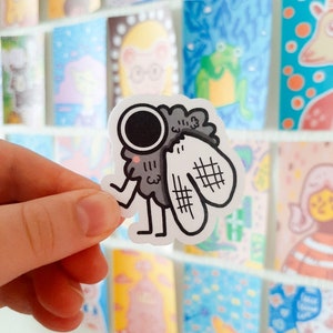 Fly sticker for journaling, two inch stickers, funny stickers for laptop, bug stickers for notebook, bug gift for boys, insect sticker, cute image 1