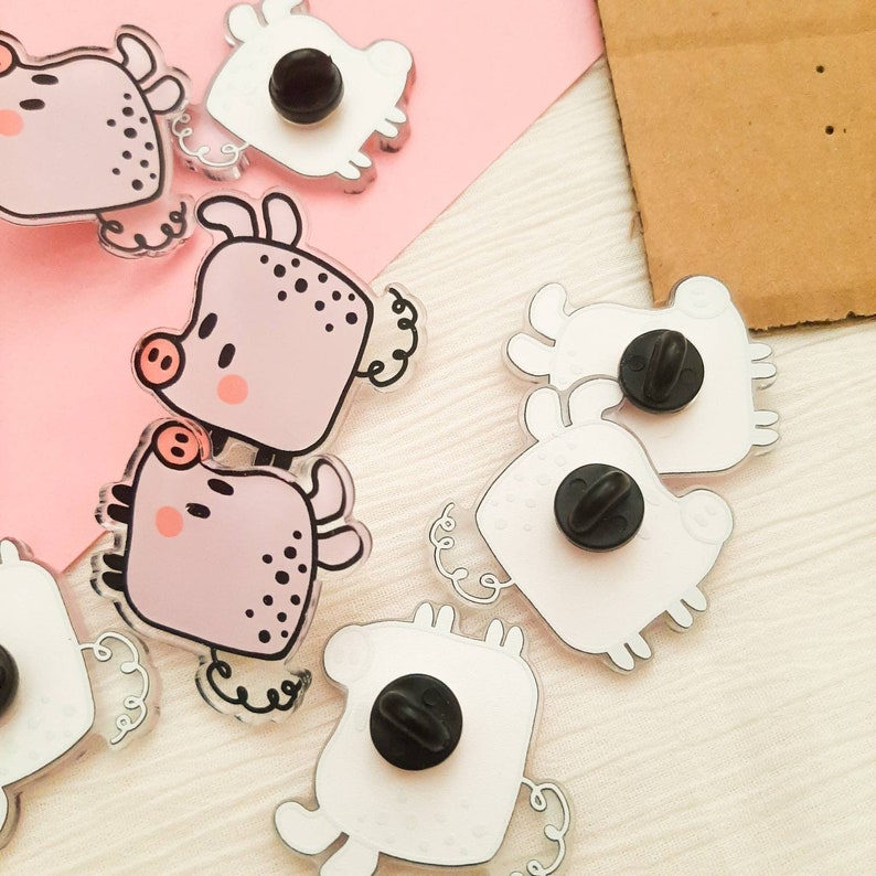 pig pinback, animal pins, small gift for friend, piglet charm, cottagecore accessories, small birthday gift for sister, small party favors image 4