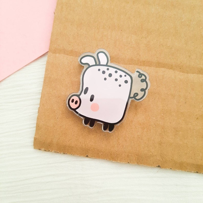 pig pinback, animal pins, small gift for friend, piglet charm, cottagecore accessories, small birthday gift for sister, small party favors image 2