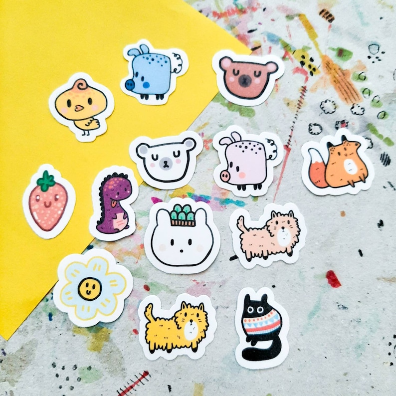 kawaii animal stickers, small stickers for phone case, tiny stickers cute, mini stickers for party favor, sticker grab bag, sticker bundle image 3