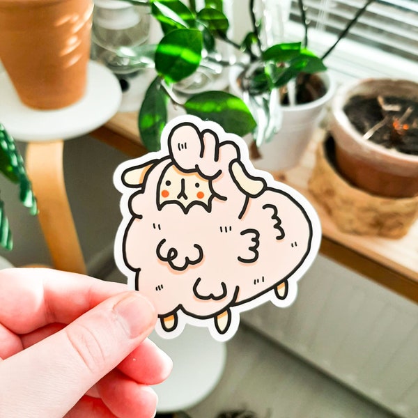 sheep sticker for laptop, waterproof stickers for water bottle, outdoor stickers, sticker for tumbler, animal stickers for kids, kawaii