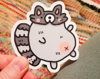 raccoon sticker, raccoon gift for women, unhindged stickers, funny gifts for friends, cute gift for boyfriend, penpal gift, raccoon art