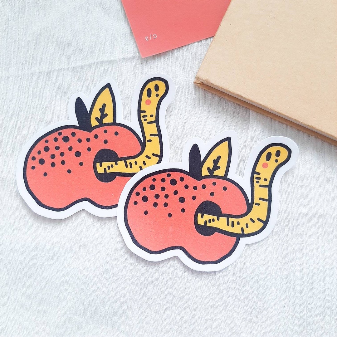 Computer Worm Sticker Worm Sticker for Laptop, Bug Stickers for Notebook, Apple Sticker for ...