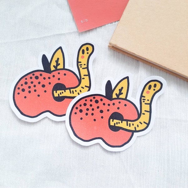 Sticker ver pour ordinateur portable, autocollants d'insectes pour ordinateur portable, autocollant pomme pour journal, autocollants de fruits kawaii pour enfants, cadeau pour correspondance, cadeau pour préado