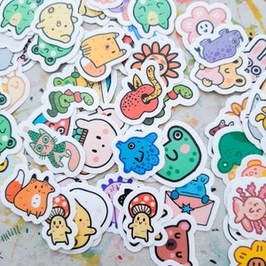 kawaii animal stickers, small stickers for phone case, tiny stickers cute, mini stickers for party favor, sticker grab bag, sticker bundle image 1