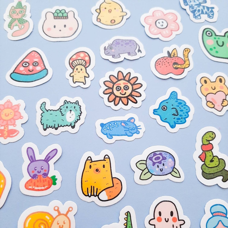 kawaii animal stickers, small stickers for phone case, tiny stickers cute, mini stickers for party favor, sticker grab bag, sticker bundle image 5