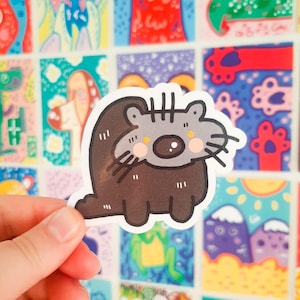 Leuke Binturong-sticker voor planner, exotische dierenkunstwerken, losgeslagen cadeaus voor tienermeisje, esthetische sticker voor laptop, klein cadeau voor tiener