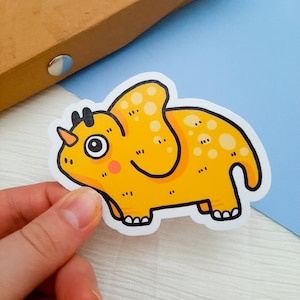 Dinosaur Sticker for Kids Water Bottle, Funny Dinosaur Themed Gifts for Teens, Triceratops Planner Stickers, Cute Stickers for Phone Case