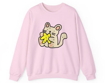 Cat sweater for teens, kitten sweatshirt, eclectic shirt, art shirts for women, cute gift for girlfriend, pink shirt for men, funny gift for