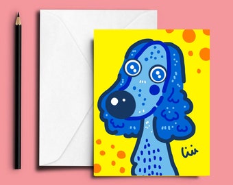 spaniel gifts for owners, dog postcard, animal greeting cards, cute penpal gift, pop wall art, birthday cards for boyfriend, penpal gift