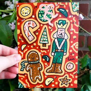 Tarjetas navideñas únicas, regalos con temática de galletas, tarjetas navideñas divertidas para novio, regalo divertido para amigo, tarjetas para compañeros de trabajo, caprichosas