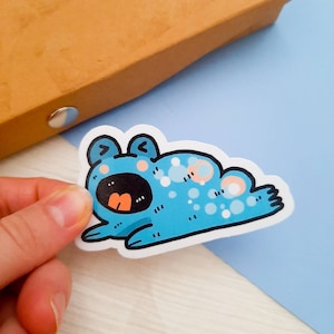 Sticker grenouille drôle, cadeau grenouille pour un ami, papeterie grenouille, cadeau d'anniversaire, sticker animal sans charnière, stickers esthétiques pour ordinateur portable