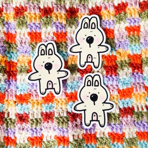 Wasserdichter Häschen-Vinylaufkleber, Kaninchengeschenke Kawaii, niedliches Tieraufkleber für Telefonhülle, lustiger Aufkleber für Becher, Postcorssing-Aufkleber