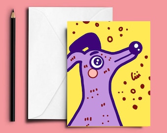 dog postcards, colorful dog pop art, animal greeting cards, whippet gifts for her, eclectic wall art print, whimsical gift for women, penpal