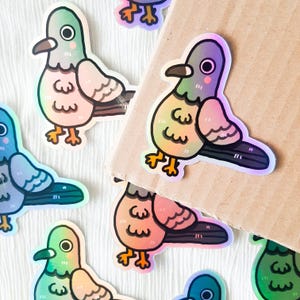 Taube Vinyl Aufkleber, holographische Aufkleber für Telefon, lustige Geschenke für Kinder, Geschenke für Freund Vogel Themen, Vogel Aufkleber für Journaling, Penpal