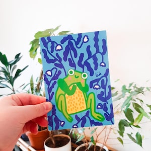 Frog Greeting Card, Art Print for Nursery, Birthday Card for Friend, Funny Art for Playroom, Quirky Home Decor, Penpal Gift, Illustration