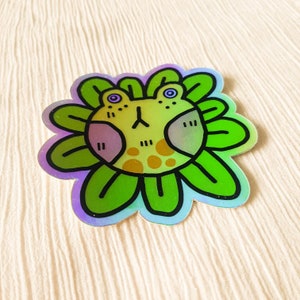 holographic frog sticker for laptop, waterproof stickers for water bottle, frog gifts for teens, cute frog sticker, cute gift for friend image 7