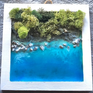 Resin Beach Diorama Framed Wall Art Decor