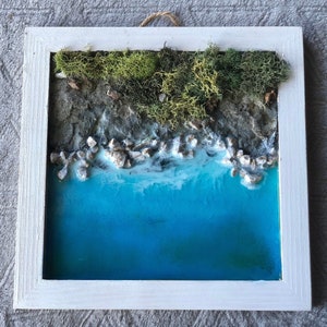 Resin Beach Diorama Framed Wall Art Decor