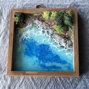 Resin Beach Diorama Framed Wall Art Decor