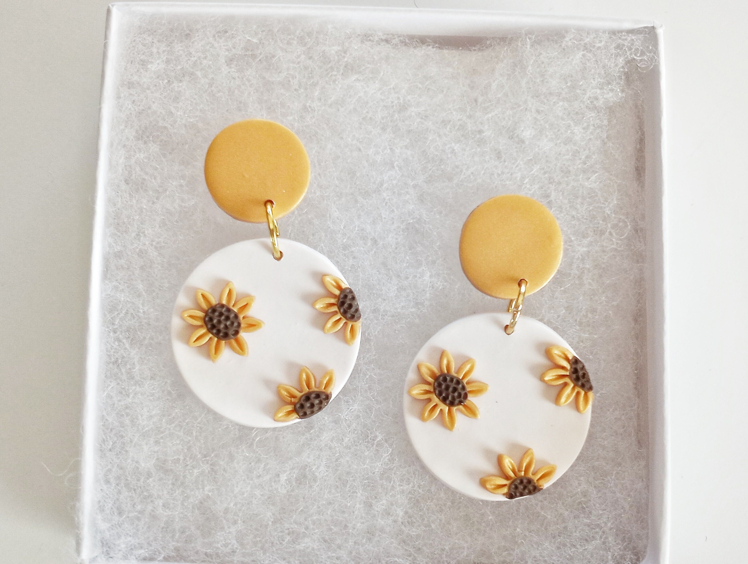 Sunflower Statement Earringsclay Flower Earrings summer Etsy