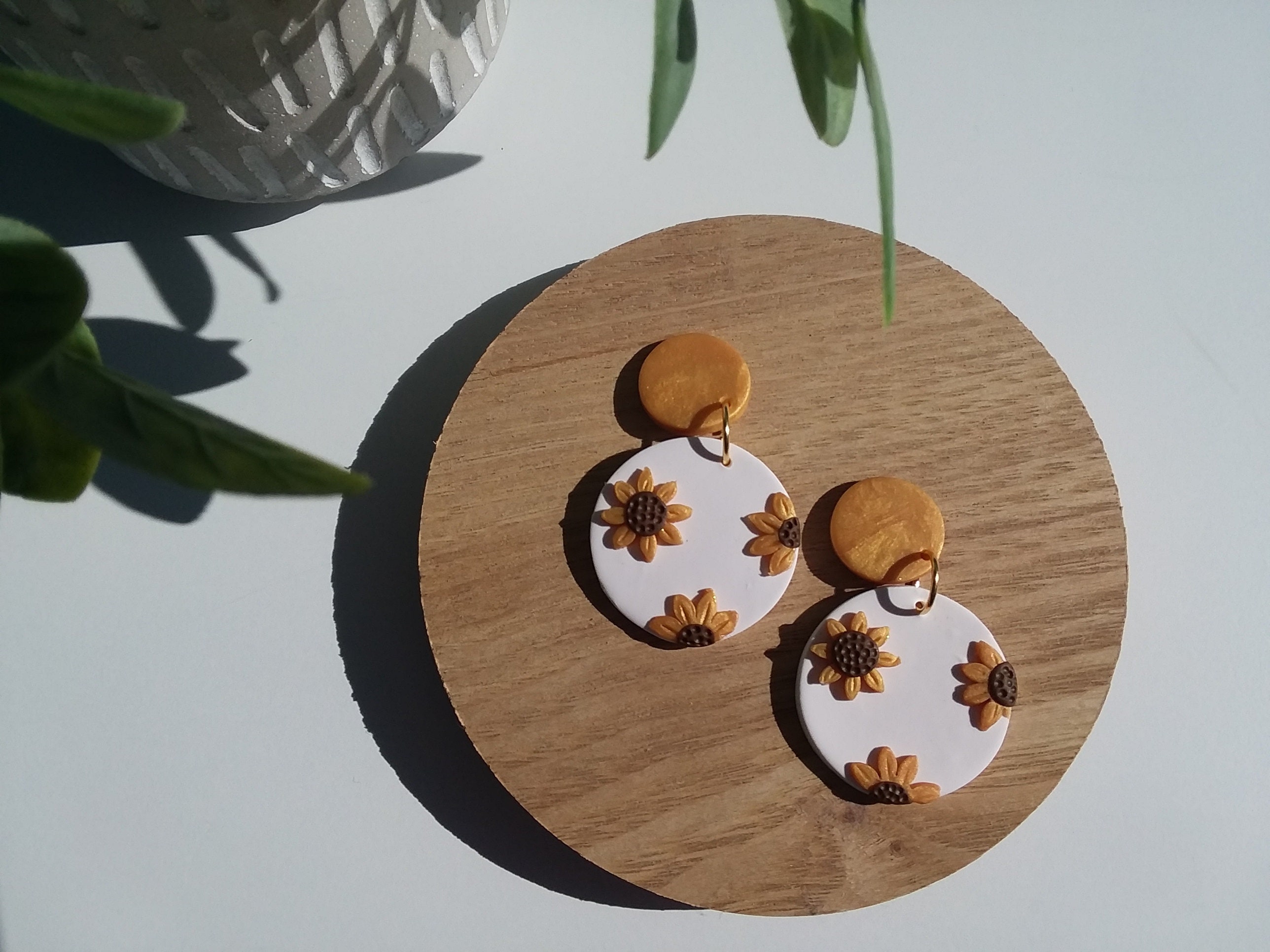 Sunflower Statement Earringsclay Flower Earrings summer Etsy