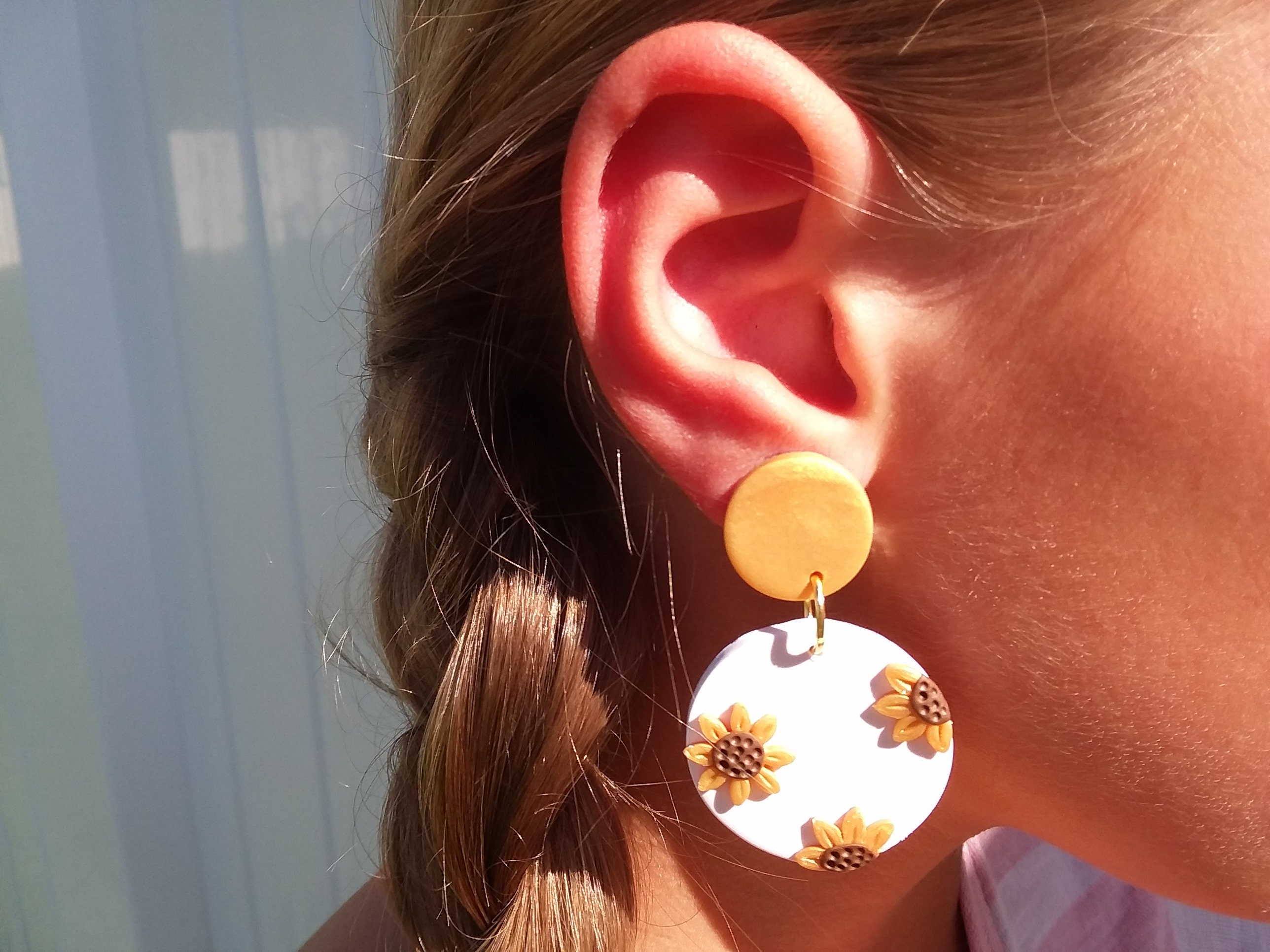 Sunflower Statement Earringsclay Flower Earrings summer Etsy