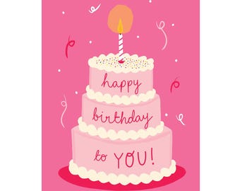 Happy Birthday Cake A6 Card (includes postage)