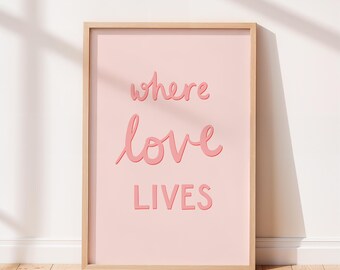 Where Love Lives Handwritten Framed Art Print