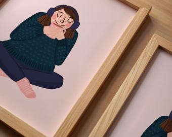 Cosy Coffee A5 Illustrated Framed Art Print