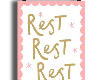 Rest Handwritten Unframed Illustrated Art Print