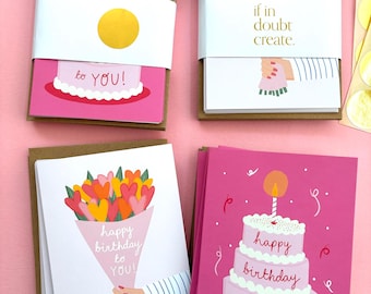 10 x Cute Birthday Cards - 5 x Birthday Flowers & 5 x Birthday Cake!